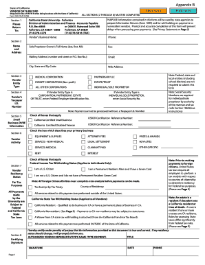 California Vendor Data Record Form 204
