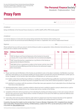 Personal Finance Society Proxy Form