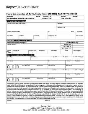 Roynat Lease Finance Application Form