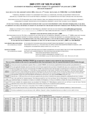 City of Milwaukee Personal Property Tax Form
