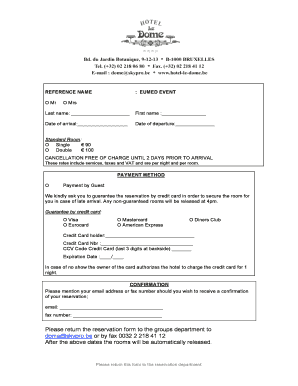 Eumed Event Reservation Form