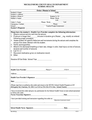 Diastat in School Order Form