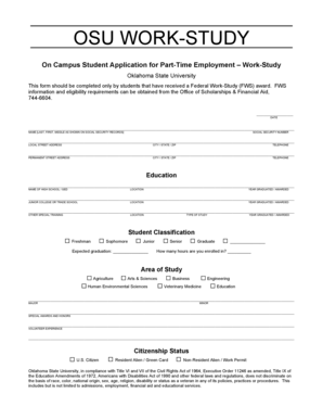 OSU Work-Study Application Form