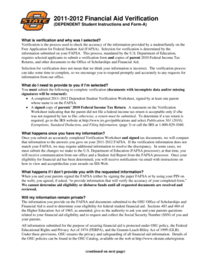 2011-2012 Financial Aid Verification Form