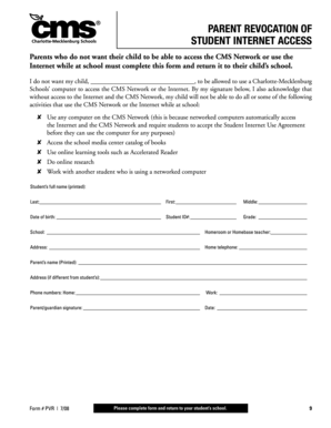 Parent Revocation of Student Internet Access