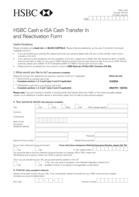 HSBC Cash e-ISA Transfer and Reactivation Form