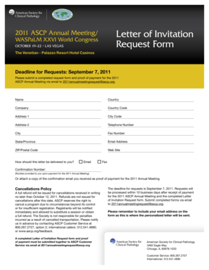 Letter of Invitation Request Form - ASCP - ascp