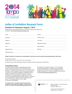 Experience verification letter - Letter of Invitation Request Form - American Society for Clinical ... - ascp