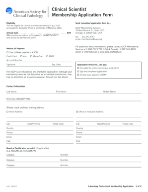 Clinical Scientist Membership Application Form