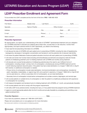 LEAP Prescriber Enrollment and Agreement Form