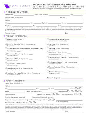 Valeant Patient Assistance Program Application