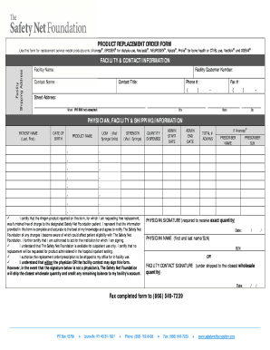 Product Replacement Order Form