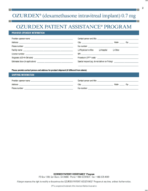Ozurdex Patient Assistance Program Application