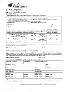 WellSpring Pharmaceutical Patient Assistance Program Application