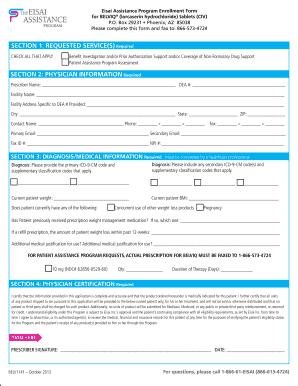 Eisai Assistance Program Enrollment Form for BELVIQ