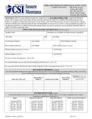 Employee Premium Assistance Application