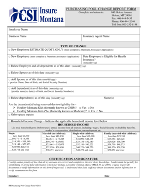Purchasing Pool Change Report Form