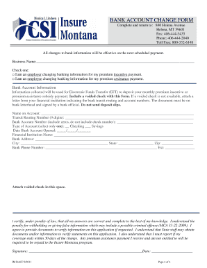 Bank Account Change Form