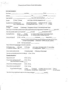 Financial and Future Goals Information Form