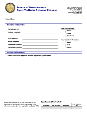 Pennsylvania Right-To-Know Records Request