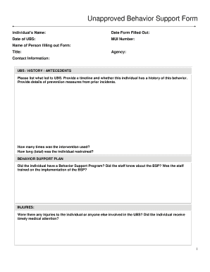 Unapproved Behavior Support Form