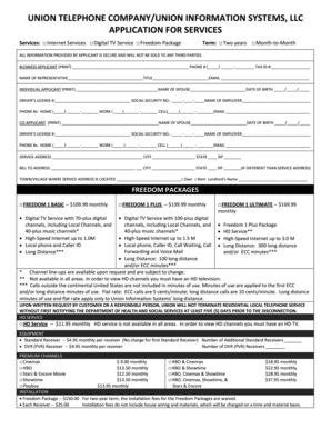 Union Telephone Company Service Application