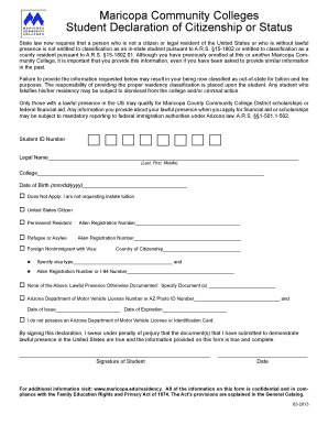 Maricopa Student Citizenship Declaration Form