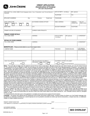 Credit Application for Construction & Forestry