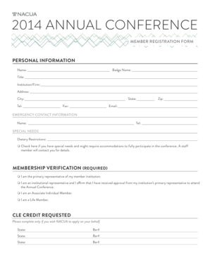 2014 Annual Conference Member Registration Form