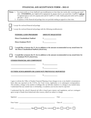 Financial Aid Acceptance Form