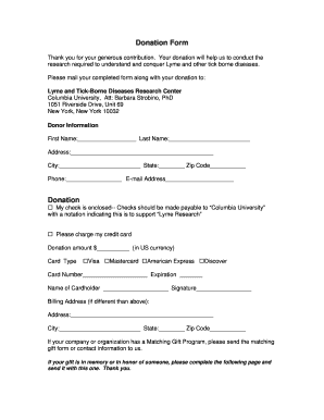 Donation Form for Lyme Research
