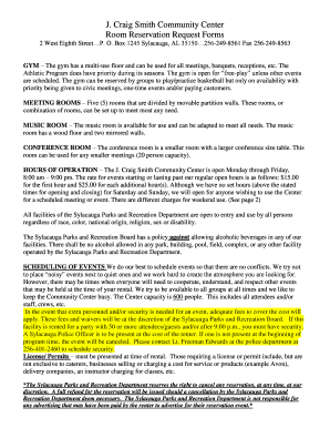 J. Craig Smith Community Center Room Reservation Request Form