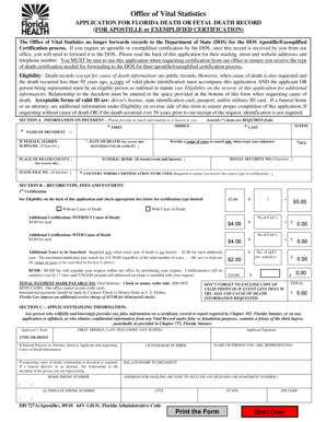 Florida Death Record Application