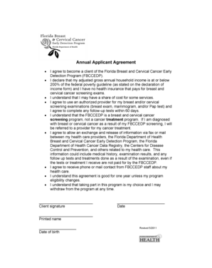 Florida Breast and Cervical Cancer Early Detection Program Agreement