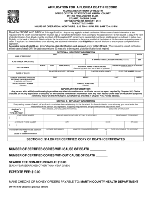 Florida Death Record Application