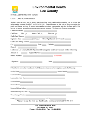 Florida Credit Card Authorization Form