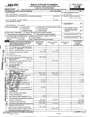 Form 990-PF 2012 Private Foundation Tax Return