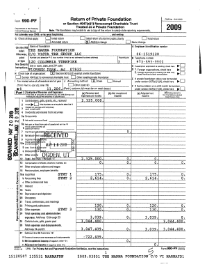 Form 990-PF 2009 Private Foundation Tax Return