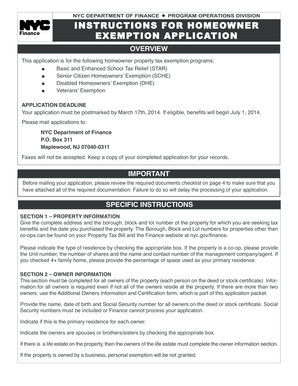 NYC Homeowner Property Tax Exemption Application