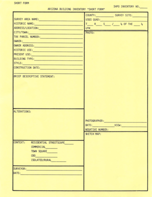 Arizona Building Inventory Short Form
