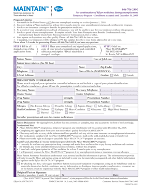 Pfizer MAINTAIN Program Application