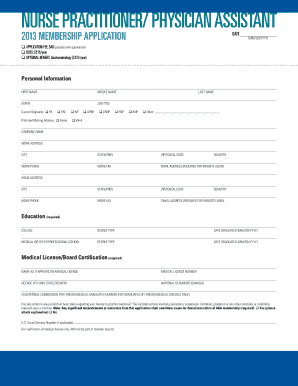 2013 AGA Nurse Practitioner Physician Assistant Membership Application