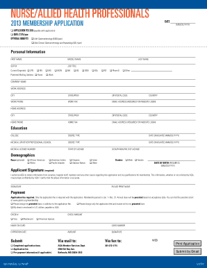 2013 AGA Nurse Allied Health Membership Application