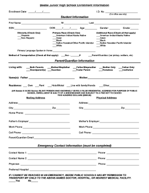 Online trip expense calculator - Parentinfo_files/Jr High Enrollment Form.pdf - Beebe School District