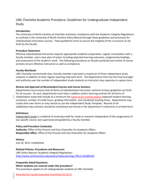 UNC Charlotte Independent Study Template