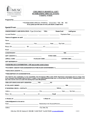 Children’s Hospital Gift Fundraising Coding Form