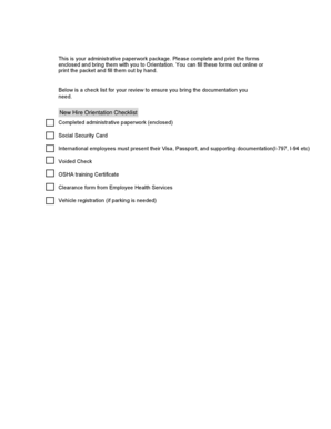 MUSC New Hire Administrative Paperwork
