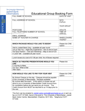 Educational Group Booking Form