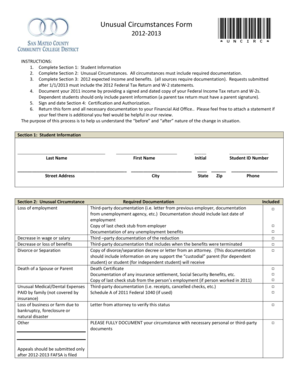 Unusual Circumstances Form