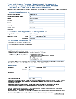 Planning Permission Application Notice